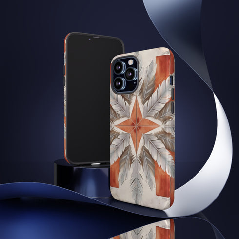 Silver Feather Compass - Impact Resistant Phone Case